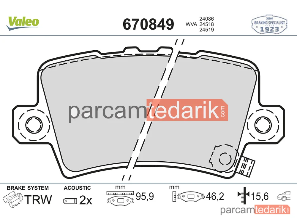 670849 | Fren Balatası (Arka) — Honda Civic VIII